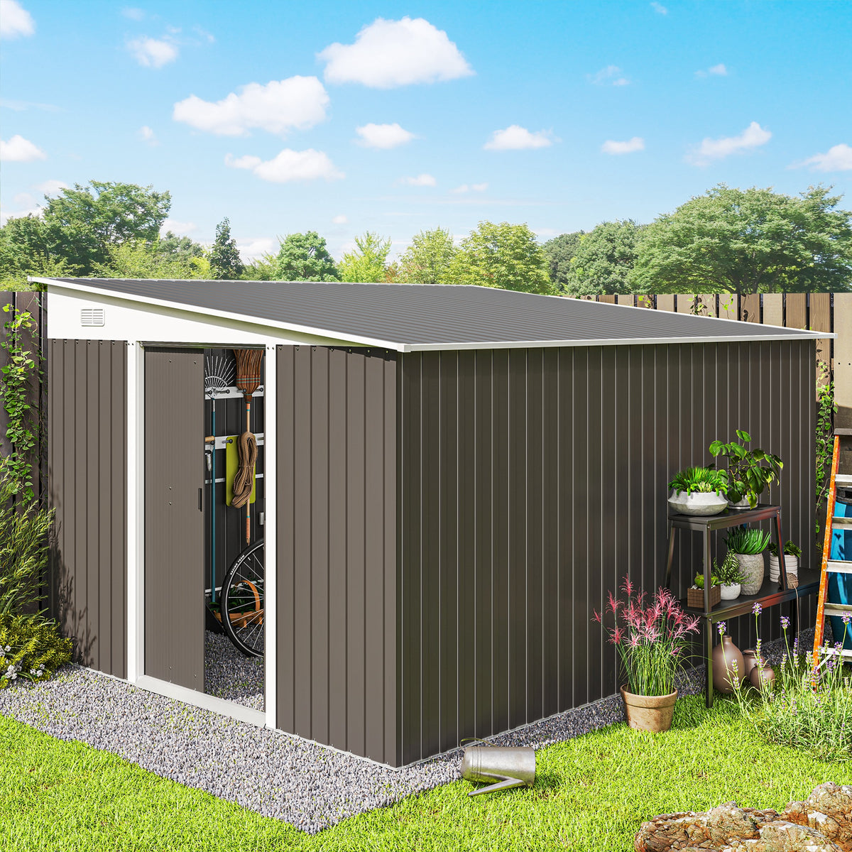 cortex-london-windsor-steel-garden-shed-double-sliding-doors-grey