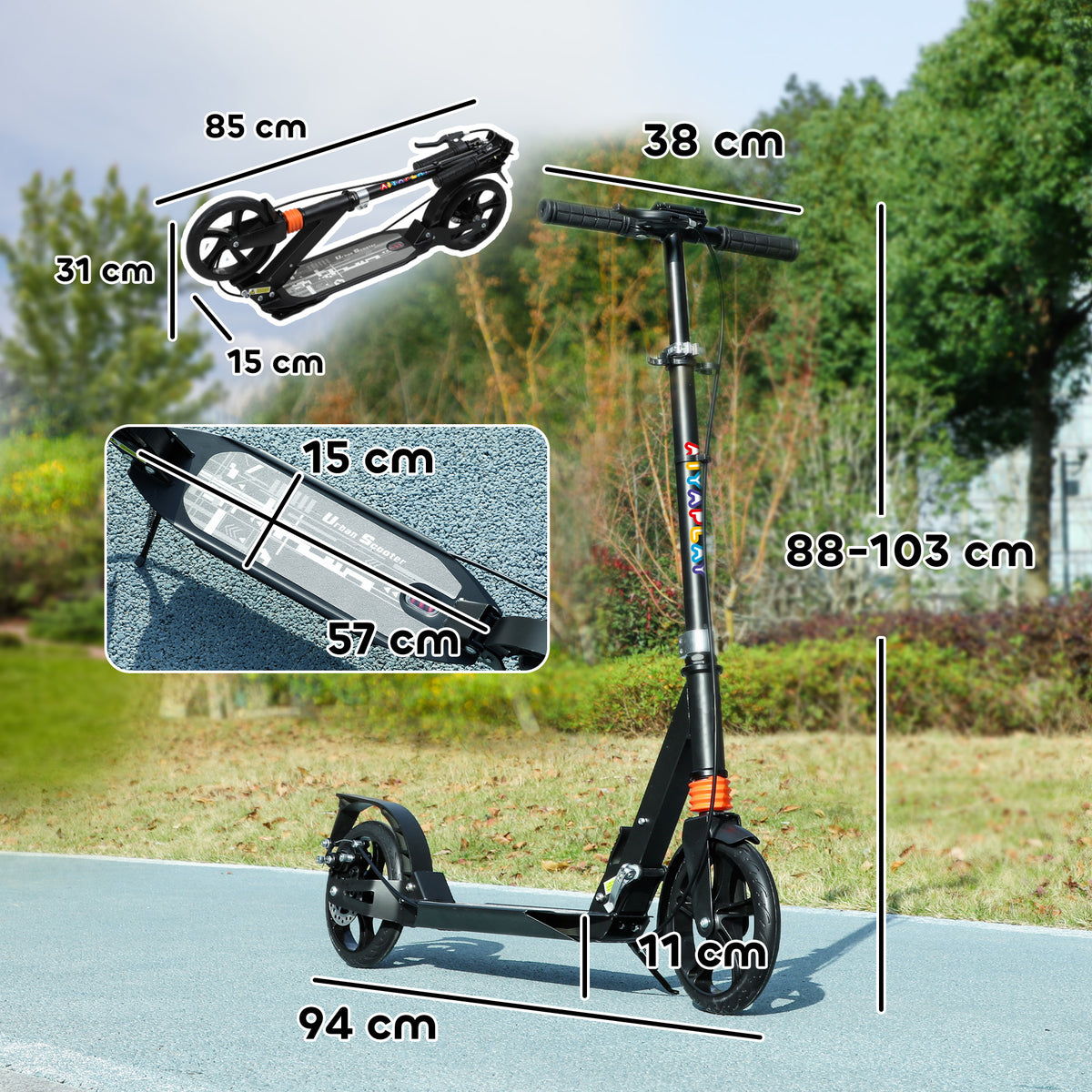 cortex-london-york-kids-foldable-kick-scooter-adjustable-handlebar-black