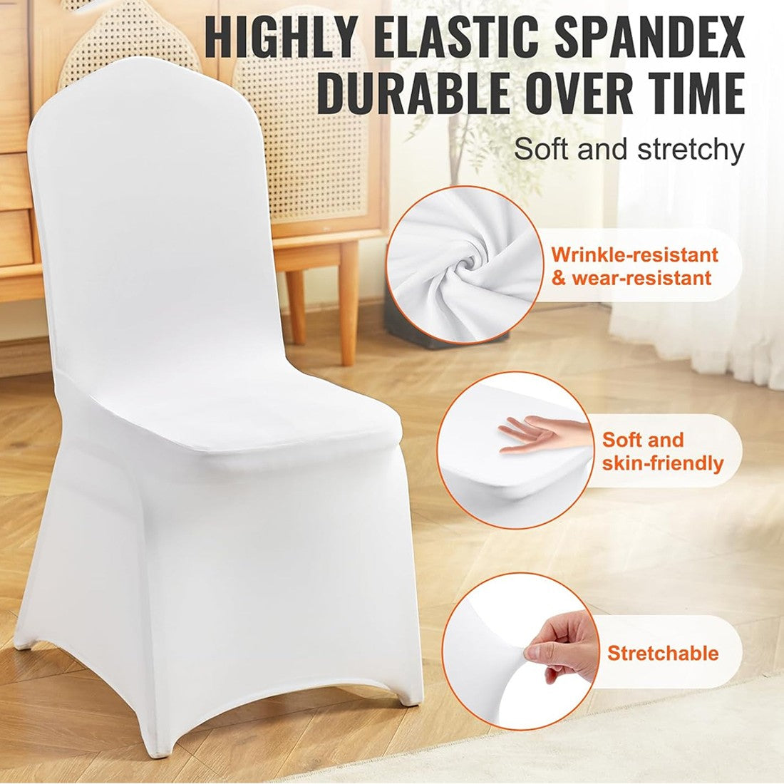 50PCS Stretch Spandex White Folding Chair Covers Gorgeous Formal Chairs NEWEST