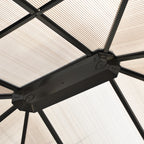 Outsunny 4.3m x 3.6m Aluminium Frame Texteline Draped Hardtop Gazebo Brown
