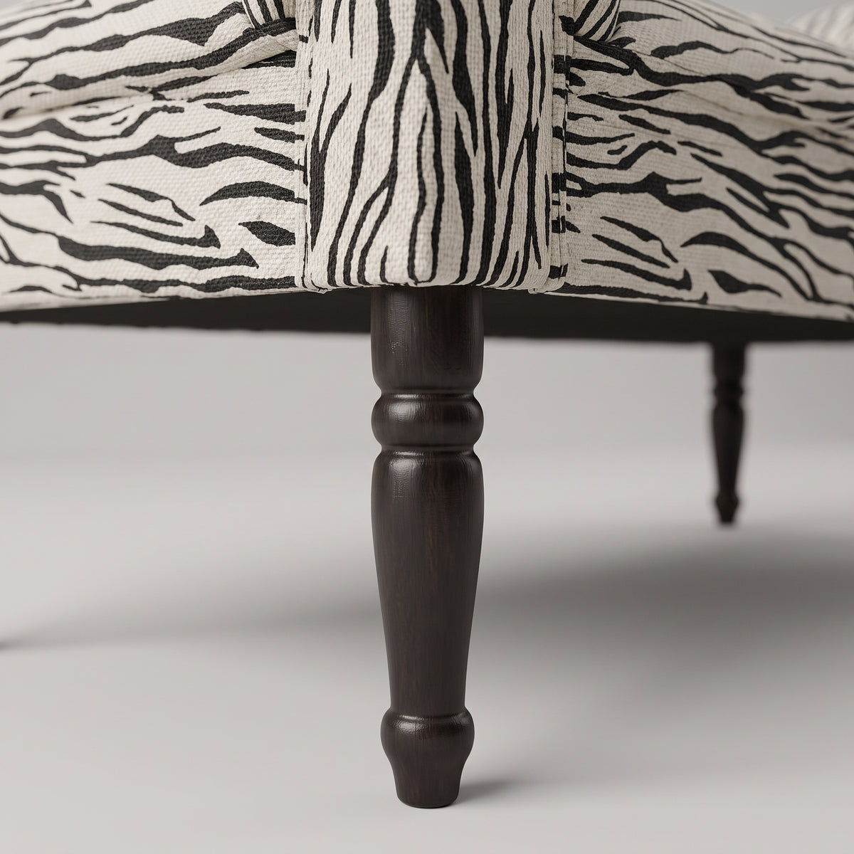 Weimar White Tiger Velvet Chaise Lounge