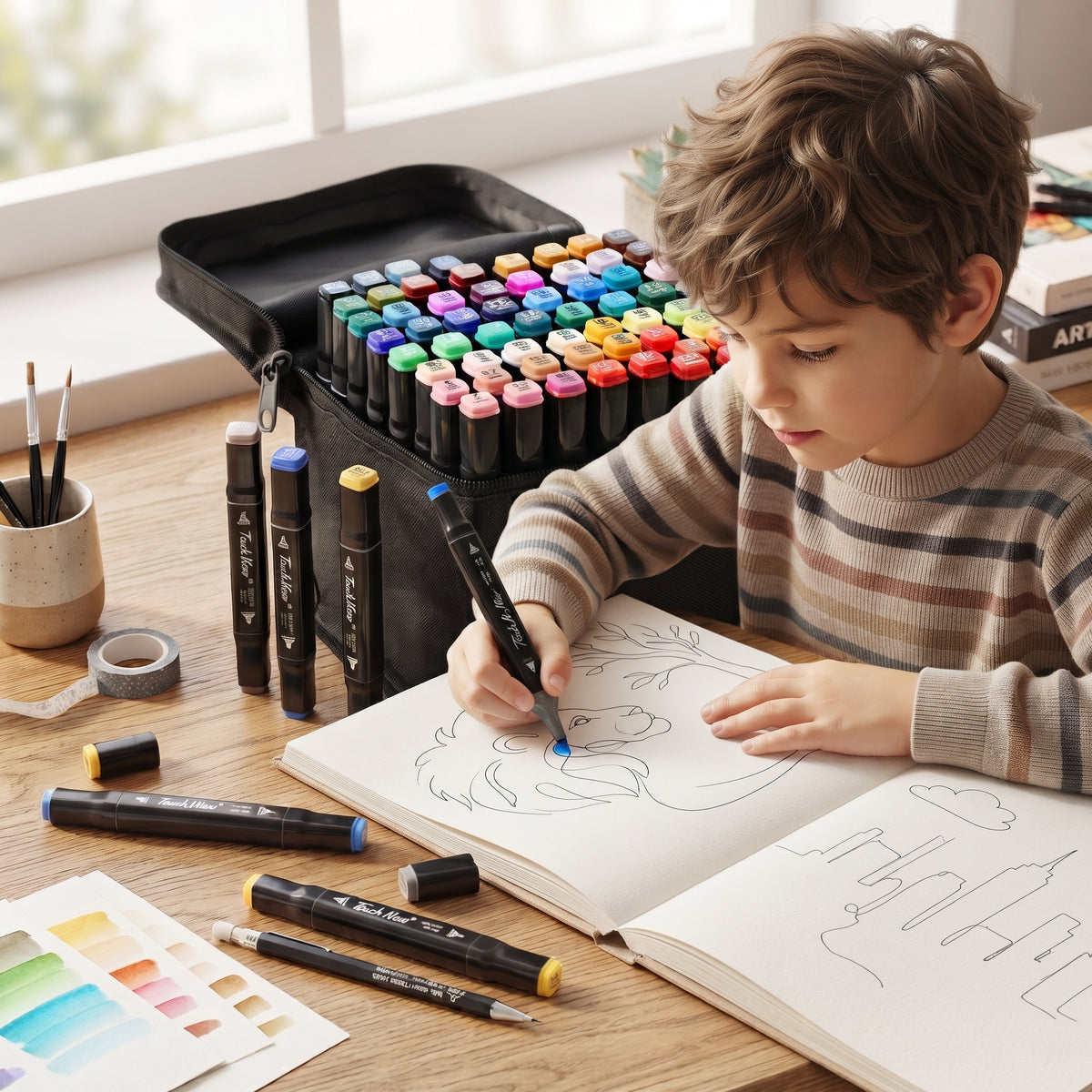 cortex-london-windsor-80-colour-acrylic-marker-set-black-plastic-mixed-colours