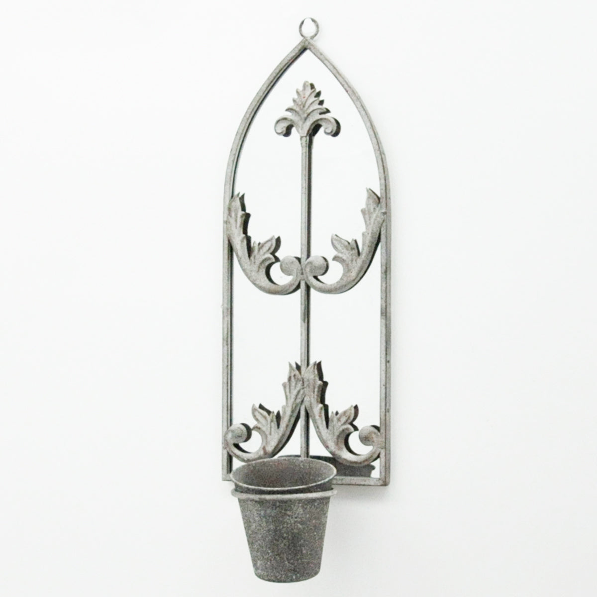 Elegant Rustic Arched Garden Wall Mirror with Flower Pot Holder - Patina Finish, Glass & Metal Frame, 60cm Height - Perfect Planter for Balcony, Porch & Outdoor Aesthetics (1, Floral Design)