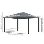 Outsunny 4.3m x 3.6m Aluminium Frame Texteline Draped Hardtop Gazebo Brown