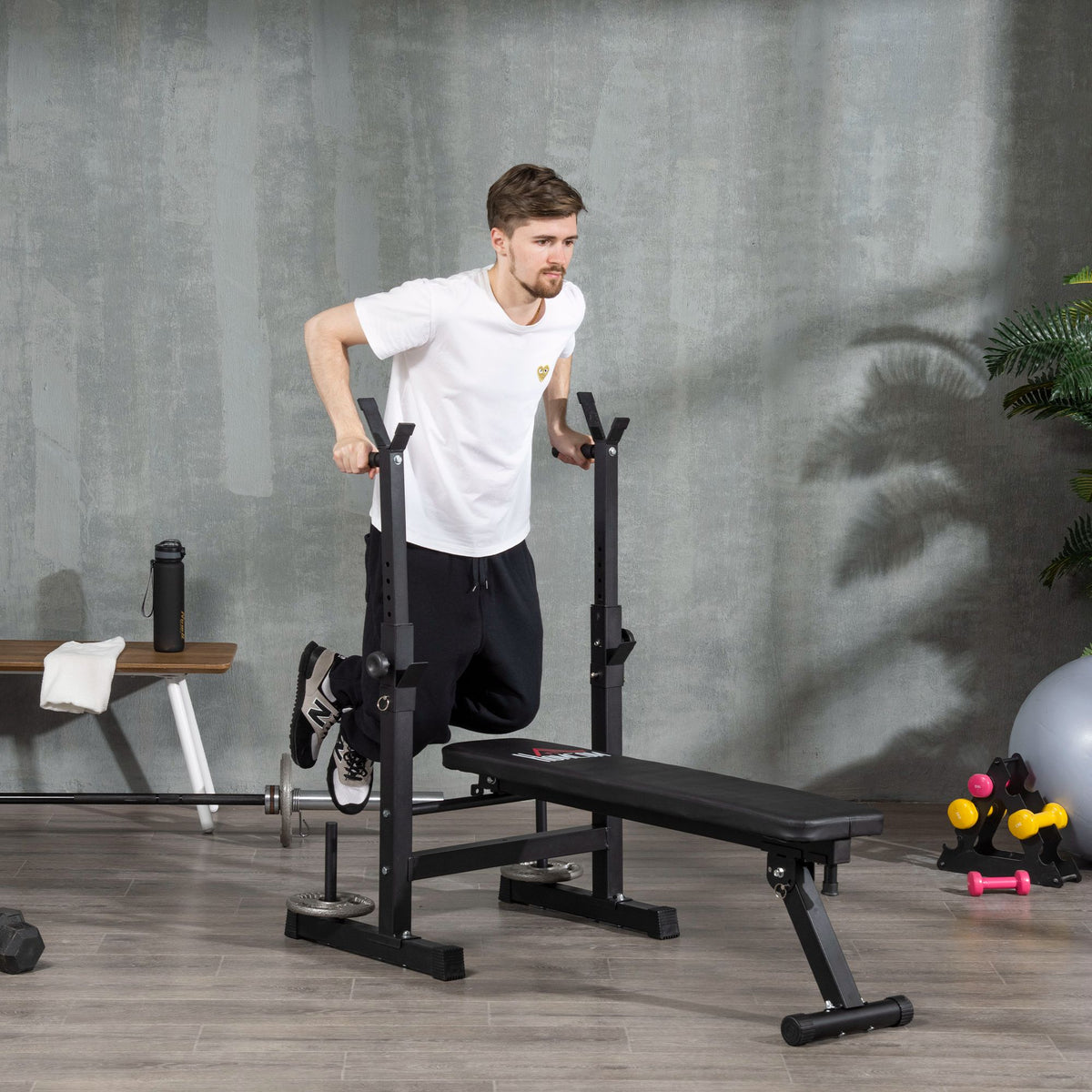 cortex-london-york-adjustable-weight-bench-barbell-rack-dip-station-black