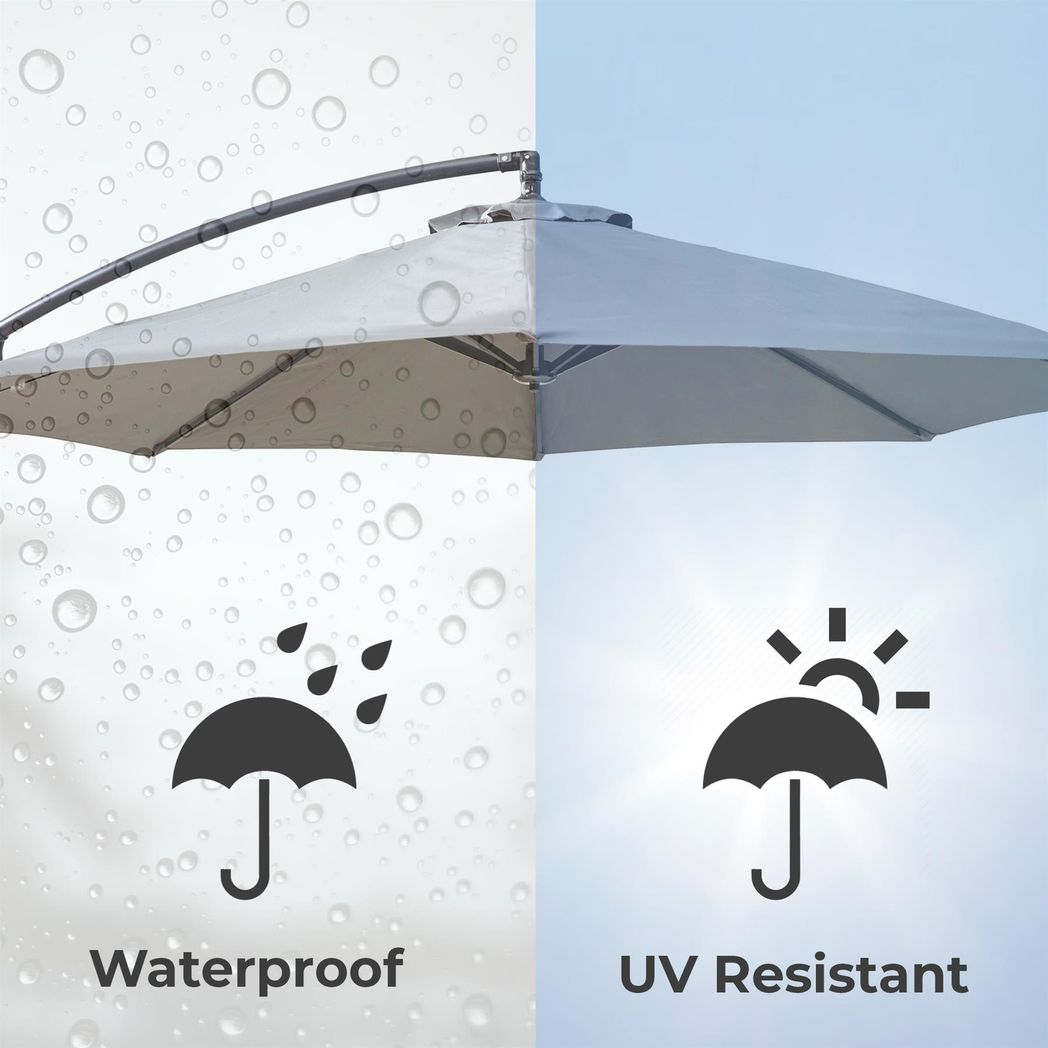 Neo 3M Grey Outdoor Freestanding Parasol with Led Lights
