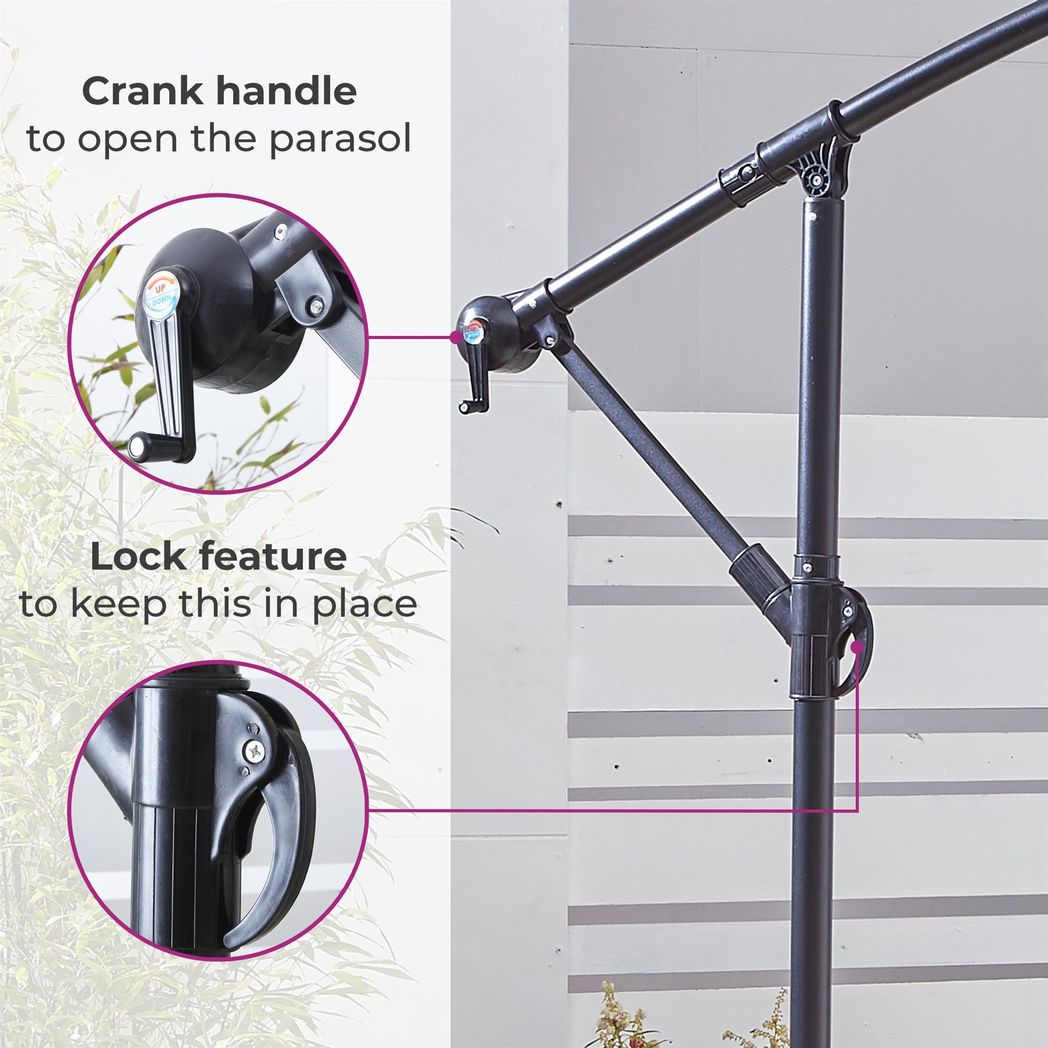 Neo 3M Grey Outdoor Freestanding Parasol with Led Lights