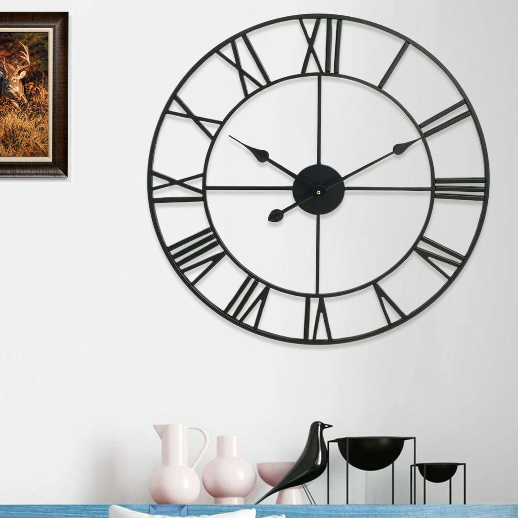 cortex-london-york-40cm-roman-metal-clock-black