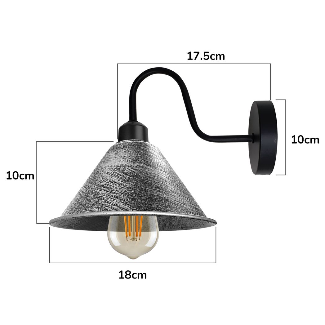 cortex-london-york-brushed-silver-black-vintage-wall-light-e27-cone-shade
