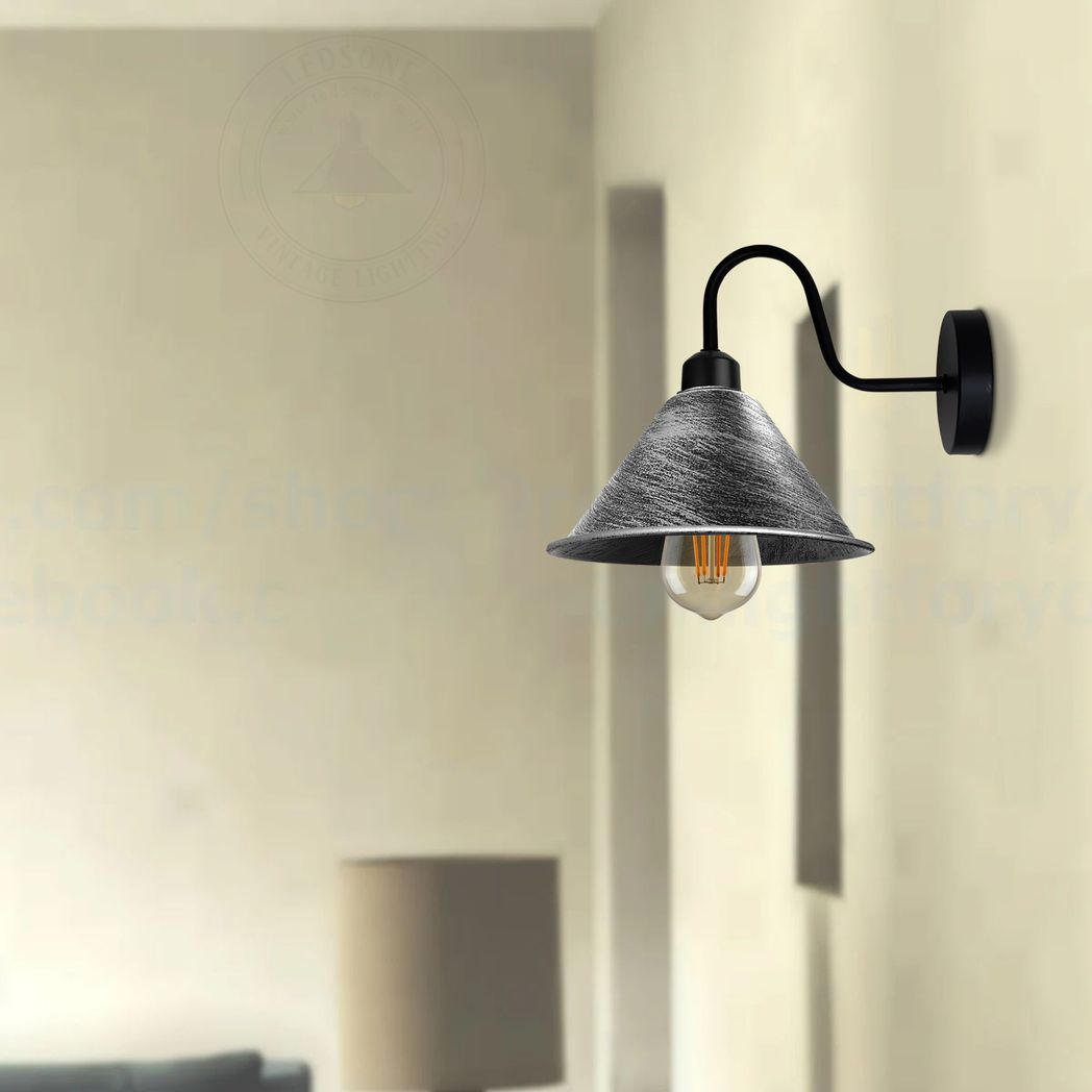 cortex-london-york-brushed-silver-black-vintage-wall-light-e27-cone-shade