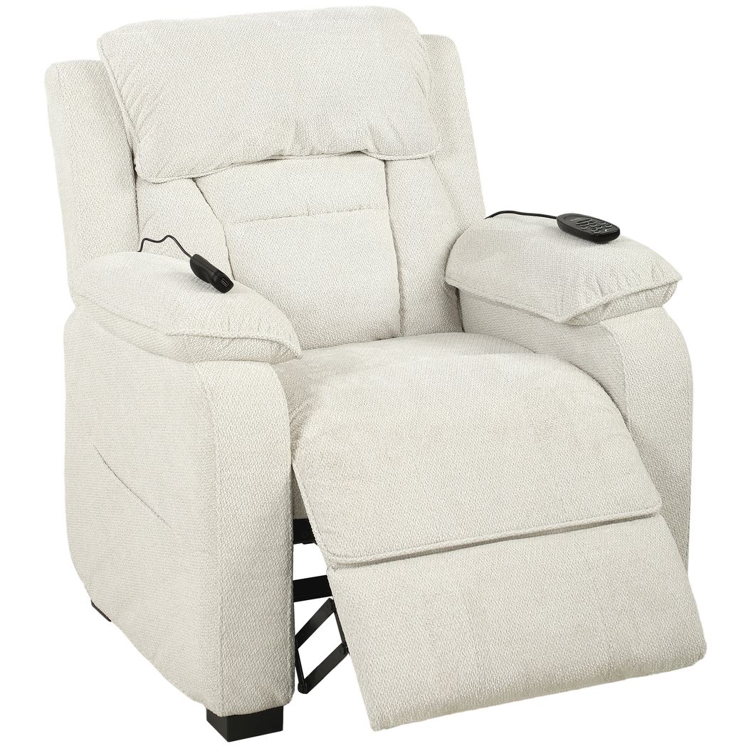 HOMCOM Power Recliner Armchair with Massage and Heat, Electric Reclining Chair with Wide Spring Seat, Cream White