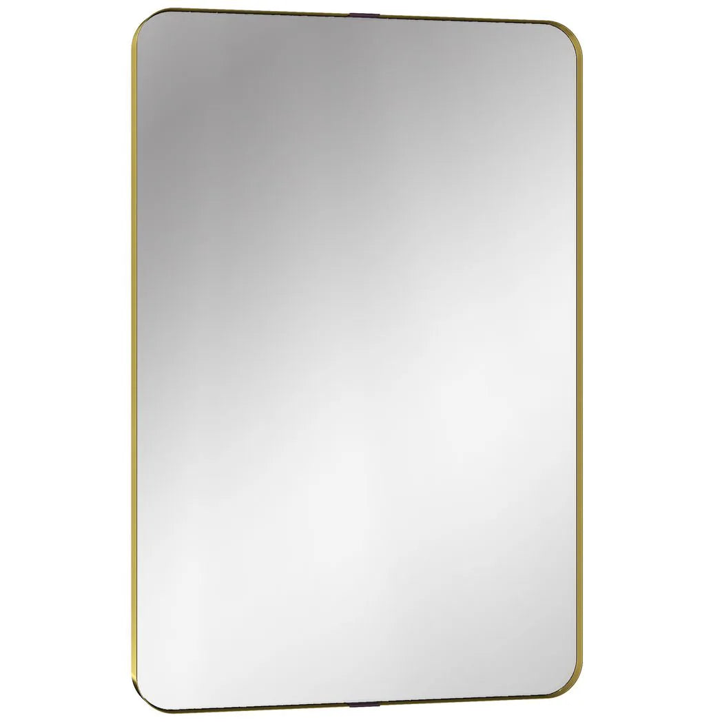 HOMCOM Rectangular Wall Mirror, 90 x 60 cm Wall Mounted Bathroom Mirror w/ Aluminium Alloy Frame and Tempered Glass, Gold Tone