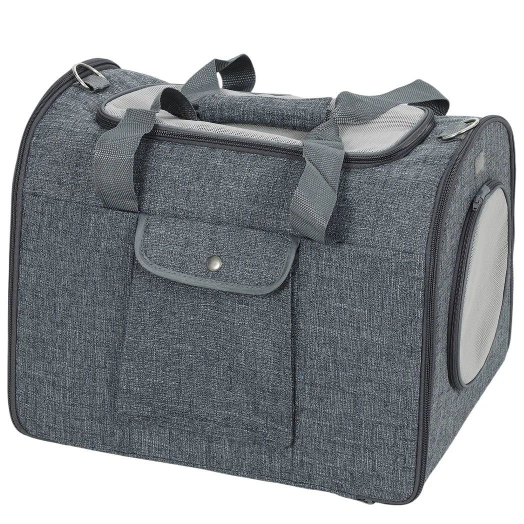 PawHut Soft Sided Cat Carrier Bag, Portable Foldable Pet Carrier with Shoulder Strap & Removable Mat for Small Pet Up to 10kg