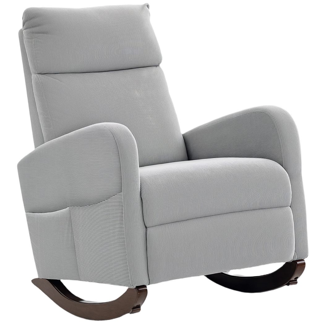 HOMCOM Corduroy Rocking Armchair - Grey