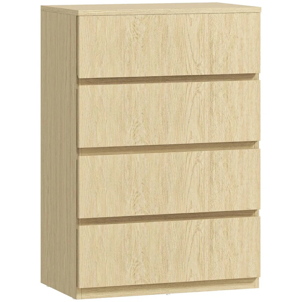 HOMCOM Chest of Drawers, 4-Drawer Storage Cabinets, Modern Dresser, Storage Drawer Unit for Bedroom
