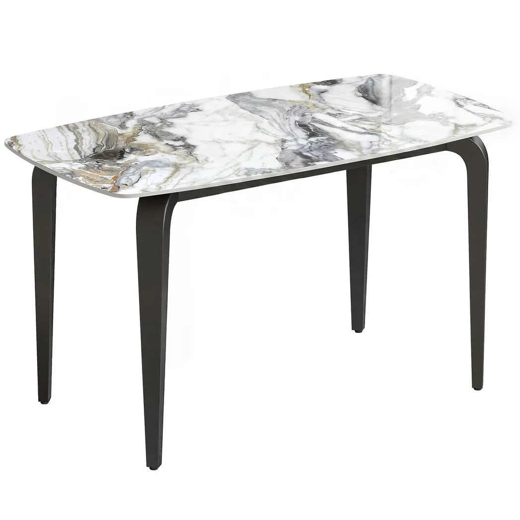 HOMCOM Dining Table for 4, Modern Kitchen Table with Sintered Stone Tabletop, Metal Legs, White