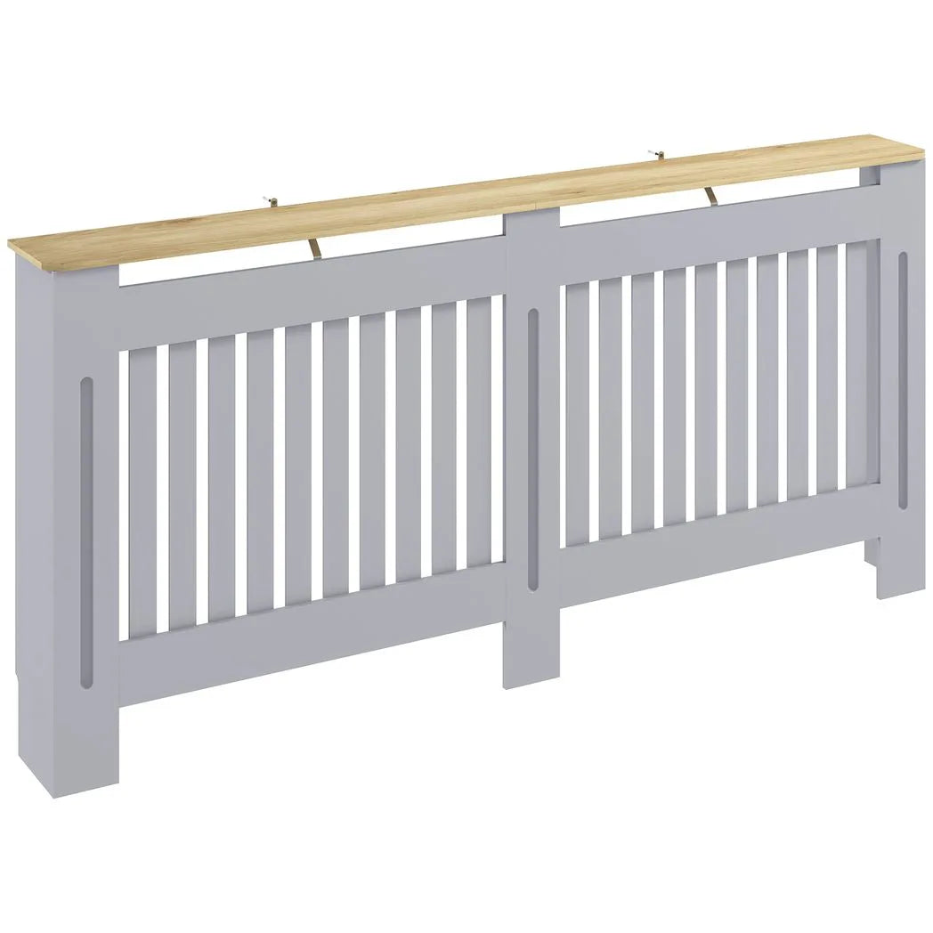 HOMCOM Slatted Radiator Cover, Painted Cabinet with Line Grill Design, 172W × 19D × 81H cm, Grey