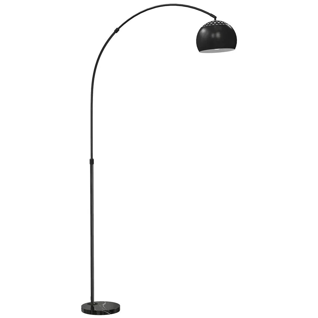 HOMCOM Arc Floor Lamp for Living Room, Modern Adjustable Standing Lamp with Faux Black Marble Base Black