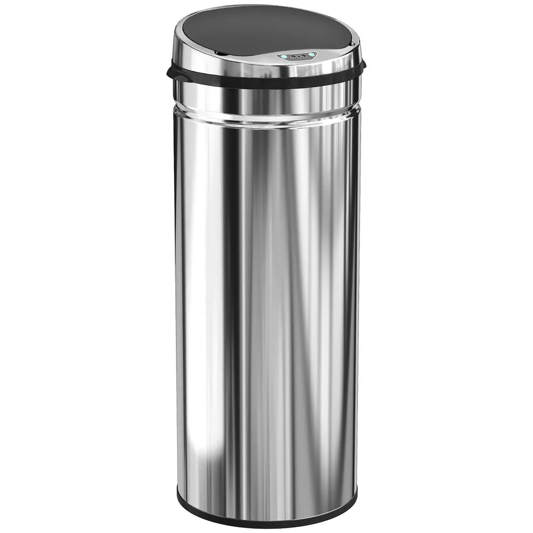 HOMCOM 50L Stainless Steel Sensor Bin - Silver Tone