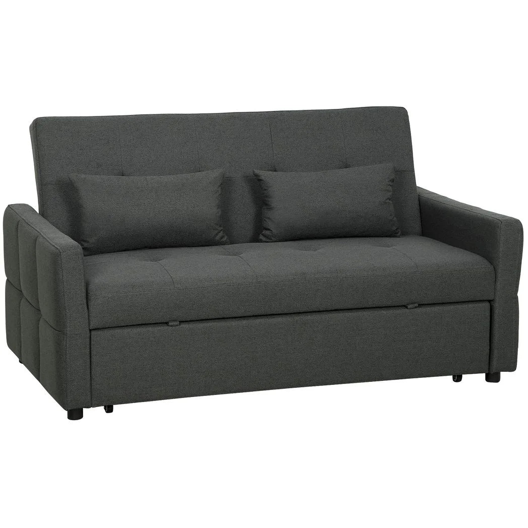 HOMCOM Three-Way Two-Seater Sofa Bed - Charcoal Grey