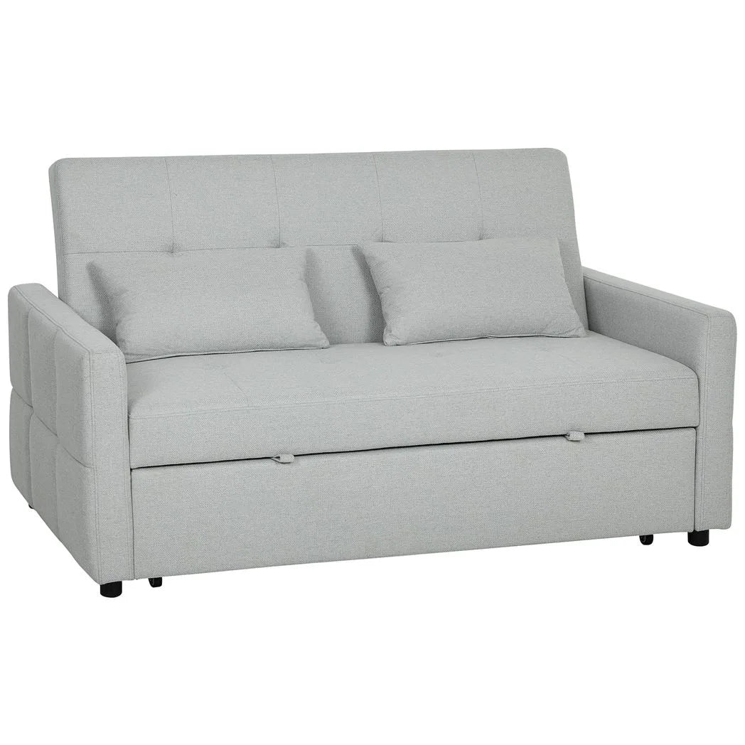 HOMCOM Three-Way Two-Seater Sofa Bed - Light Grey