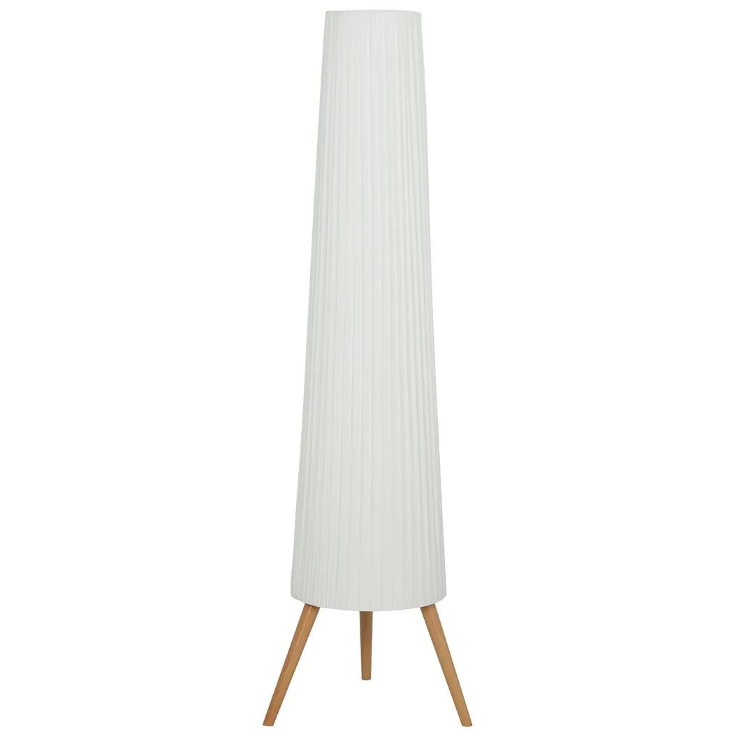 HOMCOM Dimmable Tripod Floor Lamp with Foot Switch, Nordic Standing Lamp with Fabric Shade, 153cm, White, White and Natural