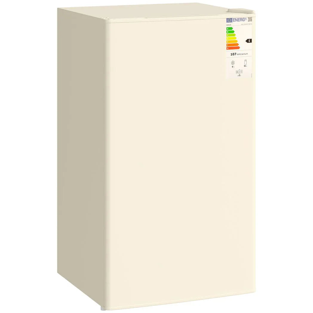 HOMCOM Under Counter Fridge, 91L Small Fridge with Chiller Box, Removable Shelf, Reversible Door, Adjustable Legs, Mini Refrigerator, Beige