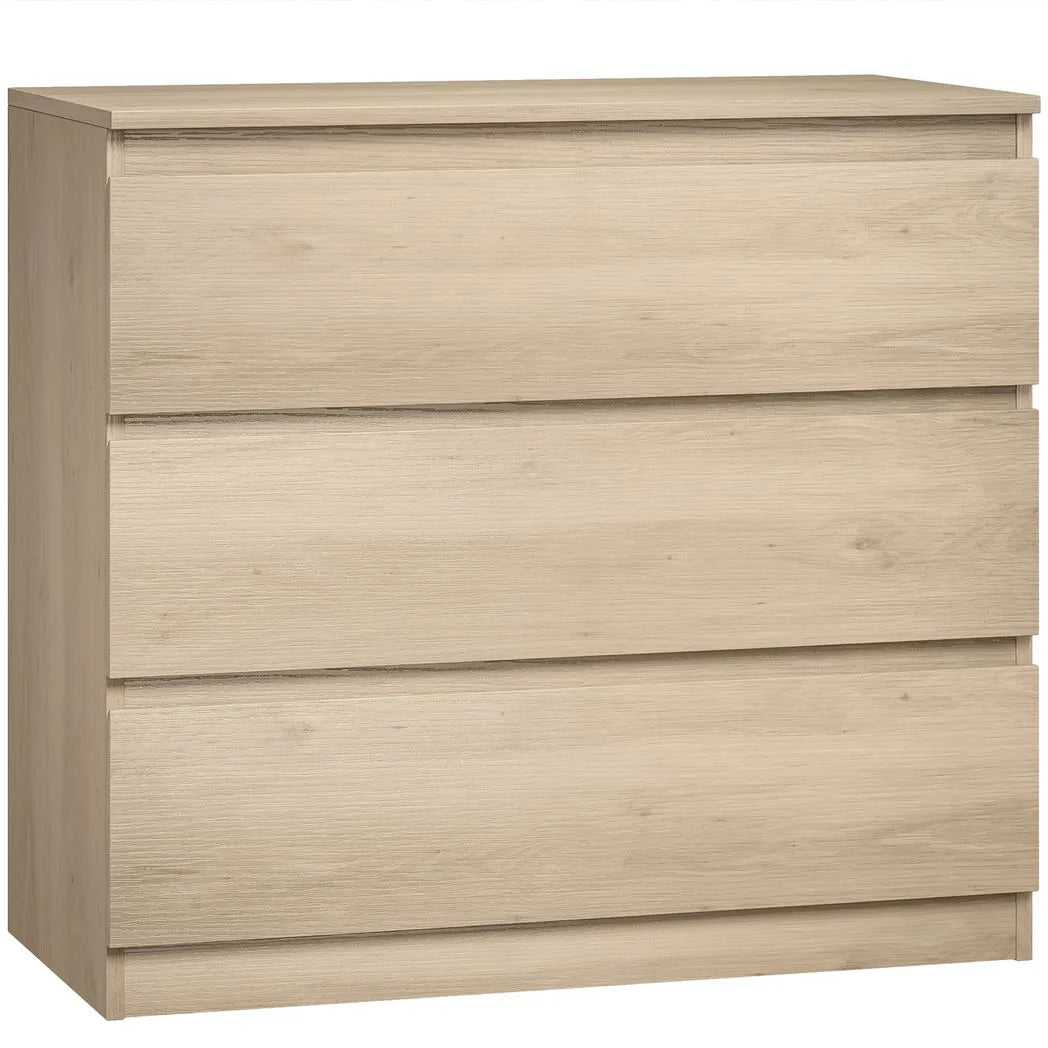 HOMCOM 3-Drawer Storage Organiser Unit, Chest of Drawers for Bedroom, Living Room, 80 x 39 x 73cm, Oak