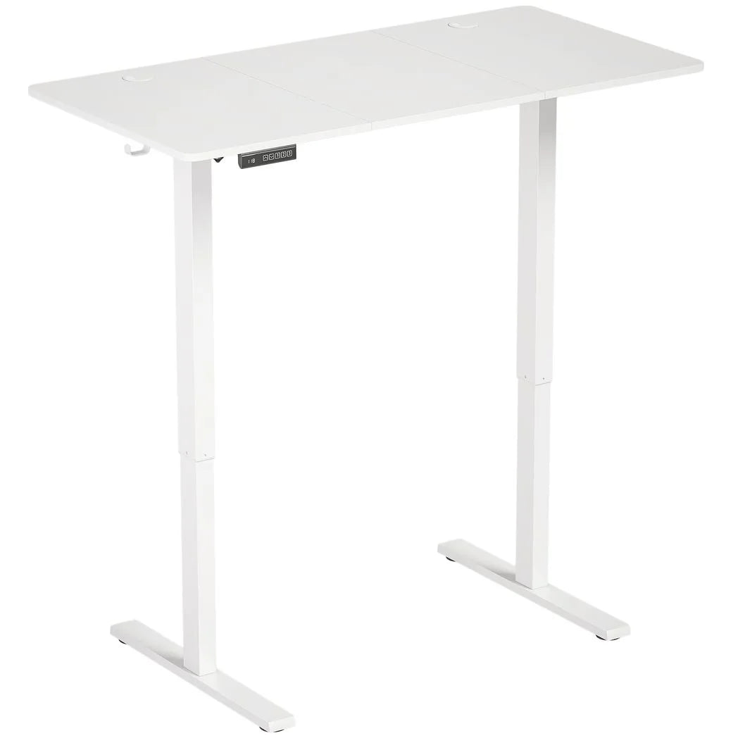 HOMCOM Standing Desk Memory Control Height Adjustable Desk 2 Cable Holes LED Display Sit Stand Desk White
