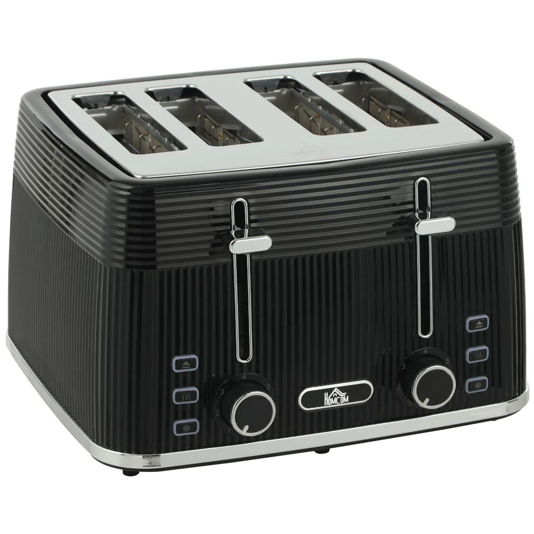 HOMCOM 4 Slice Toaster with 7 Browning Levels, Bread Toaster with Removable Crumb Tray, Black