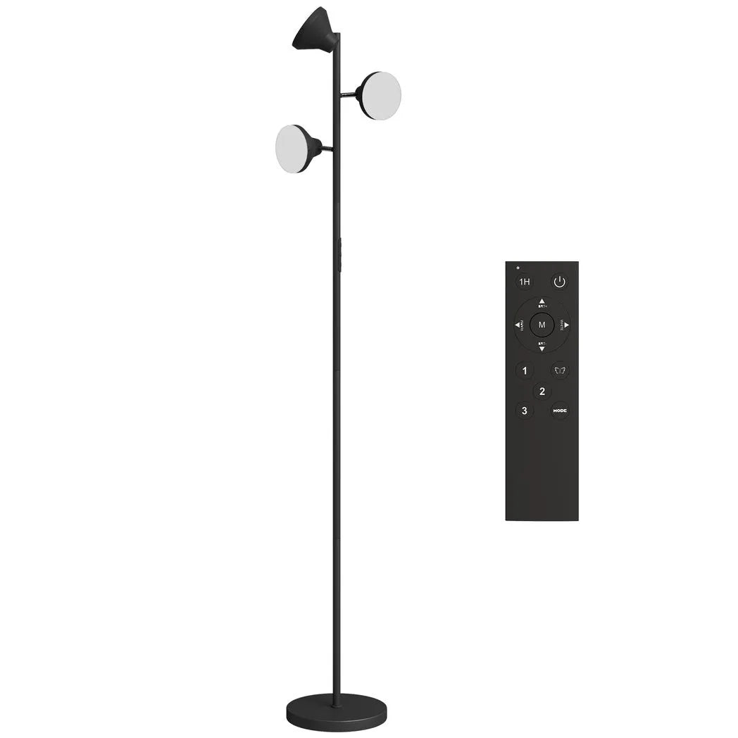 HOMCOM Three-Lamp Multi-Adjustable Floor Light - Black