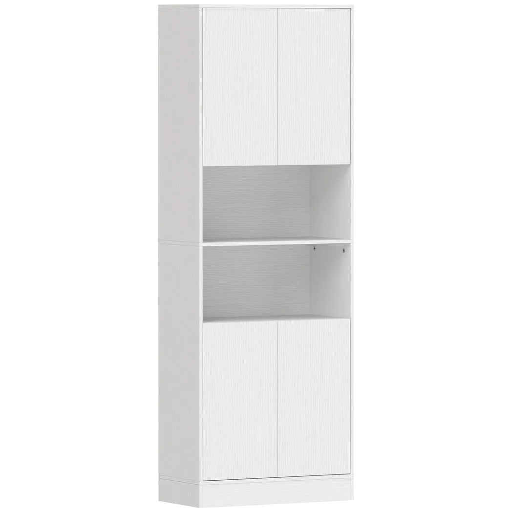HOMCOM 170 cm Kitchen Pantry Cabinet, Freestanding Storage Cabinet with Soft-Close Hinges, White Wood Effect
