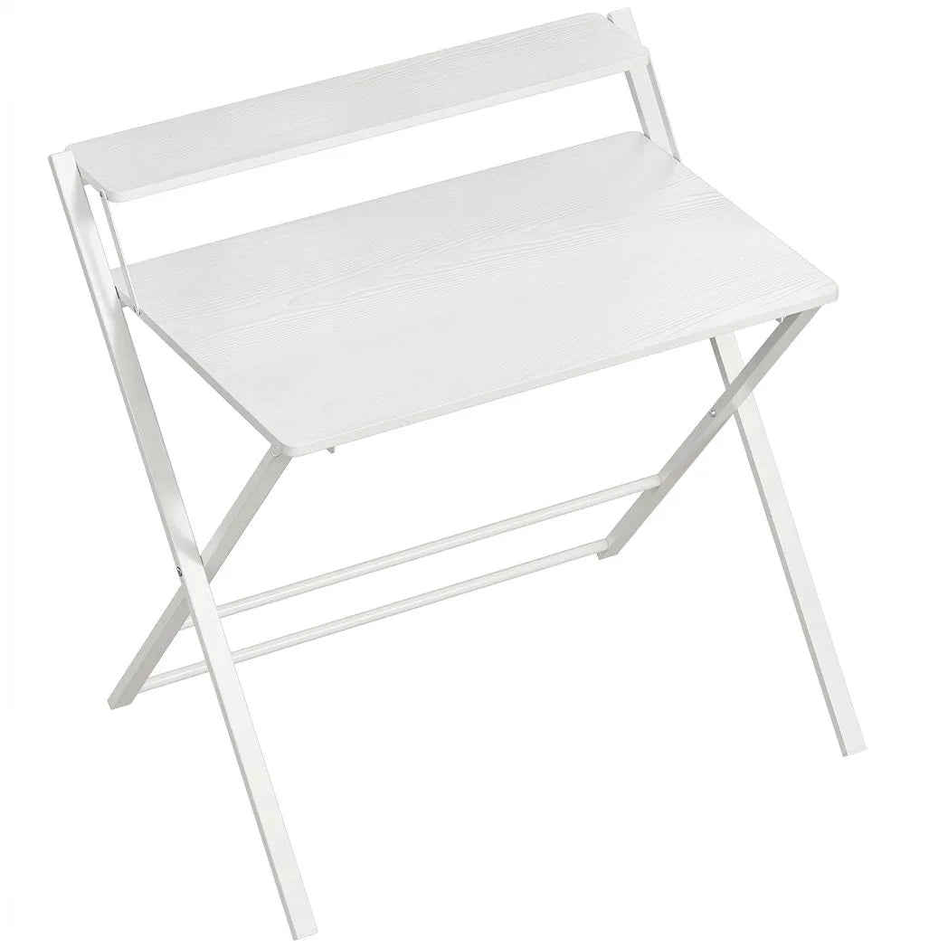 HOMCOM Compact Folding Desk for Small Spaces with Storage Shelf for Home Office, White
