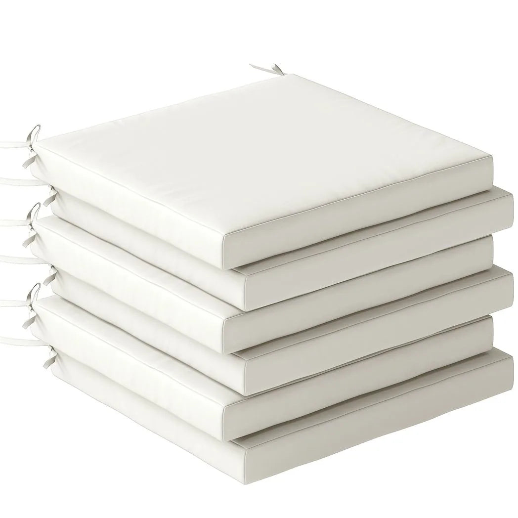 Outsunny Set of 6 Outdoor Seat Cushions with Machine Washable Cover, Water Repellent Seat Cushions Cream White