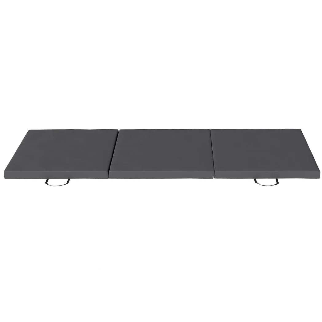 HOMCOM Gymnastics Mat, Tri-Fold Crash Exercise Pad, 6FT 2" Thick Foldable Workout Mat with Handles for Home Training, Grey