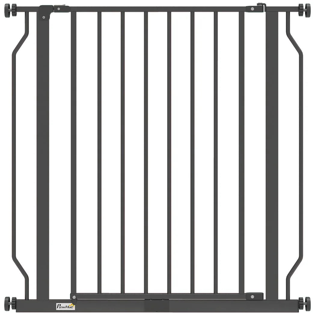 PawHut Extra Wide Dog Gate, with Door Pressure, for Doorways, Hallways, Staircases - Black