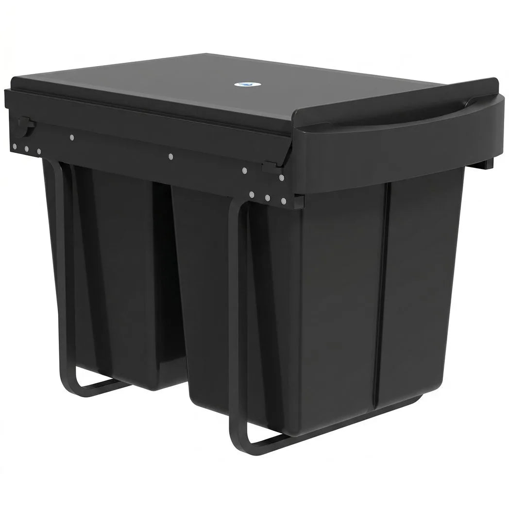 HOMCOM Pull Out Bin, Kitchen Under Sink Bin with 2 Removable Compartments, Smooth Glide, Black