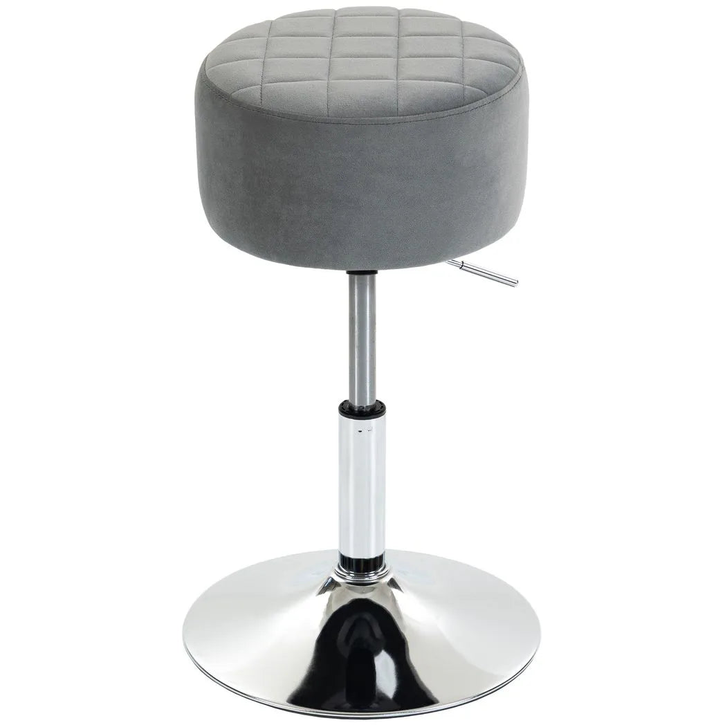 HOMCOM Bar Stool Adjustable Swivel Chair Velvet-Feel Seat 1 Piece, Grey