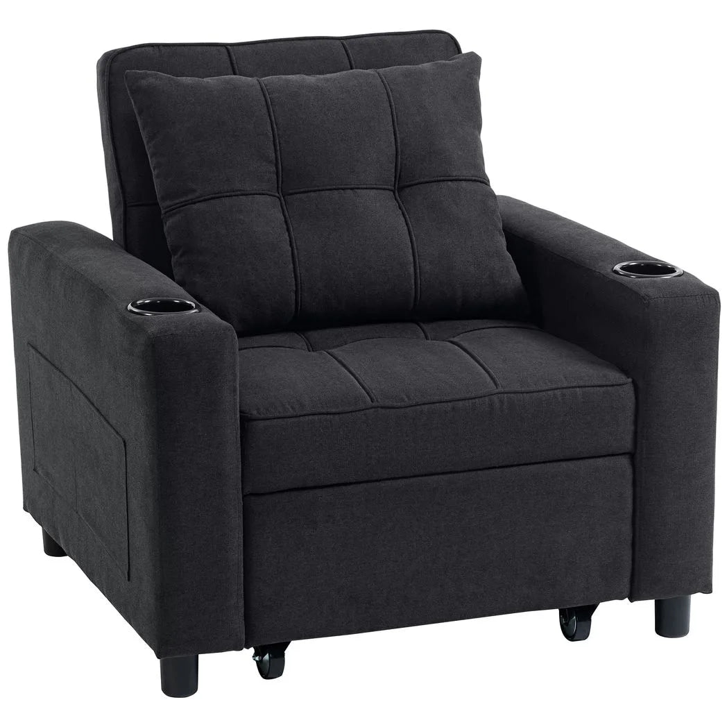 HOMCOM 3-in-1 Single Sofa Bed, Convertible Sleeper Chair Bed - Black