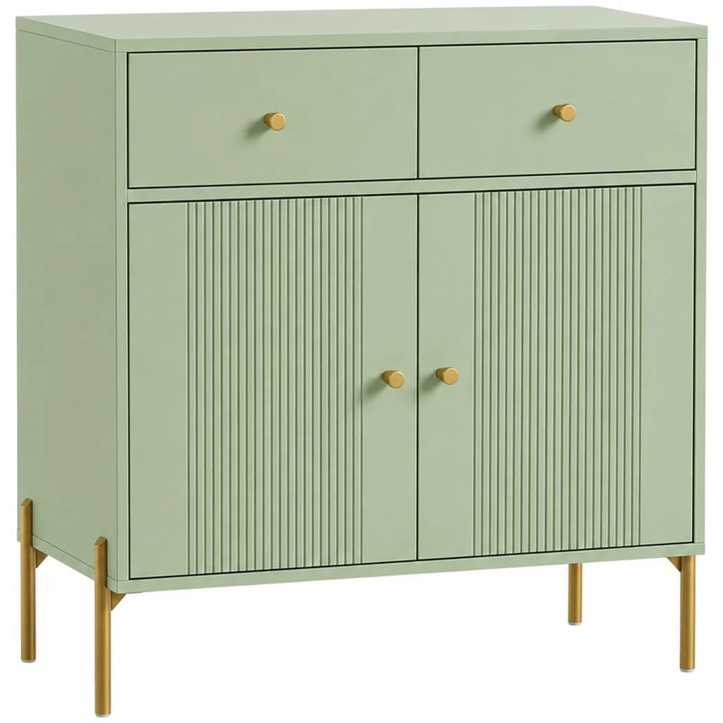 HOMCOM Modern Sideboard, Sideboard Storage Cabinet with 2 Drawers and Adjustable Shelf for Living Room, Light Green