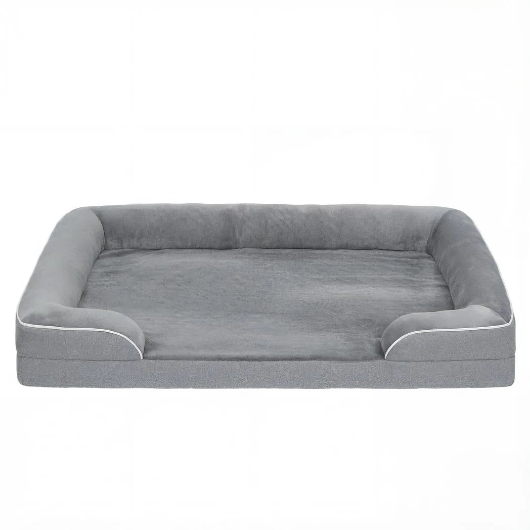 PawHut Dog Sofa Bed, Washable Pet Bed with Removable Cover and Non-Slip Bottom for Small, Medium and Large Dogs, Grey