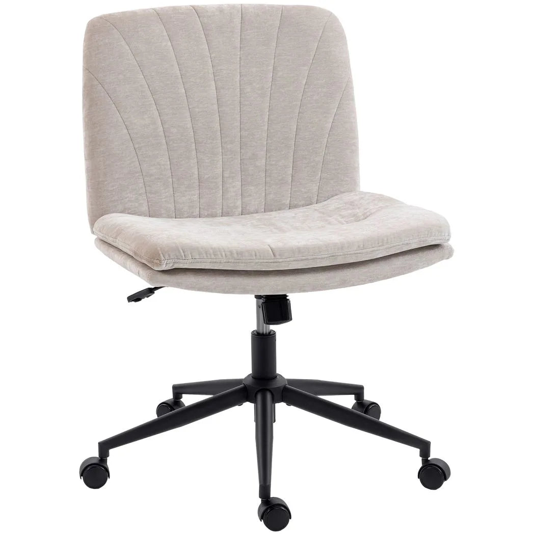 HOMCOM Criss Cross Chair with Wheels, No Arms - Beige