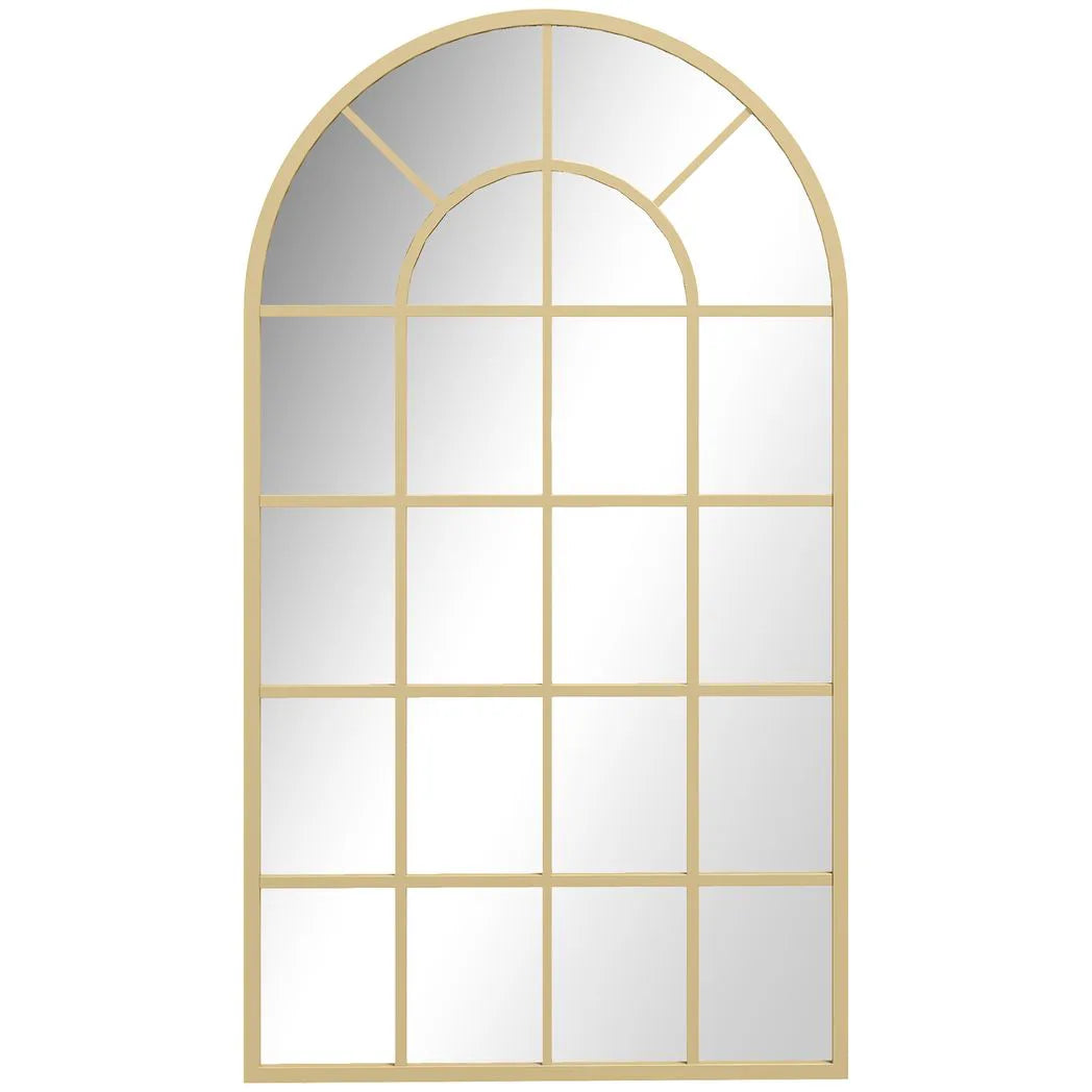 HOMCOM 110 x 65 cm Arched Decorative Wall Mirror for Bedroom Living Room, Modern Window Bathroom Mirror for Home Decor