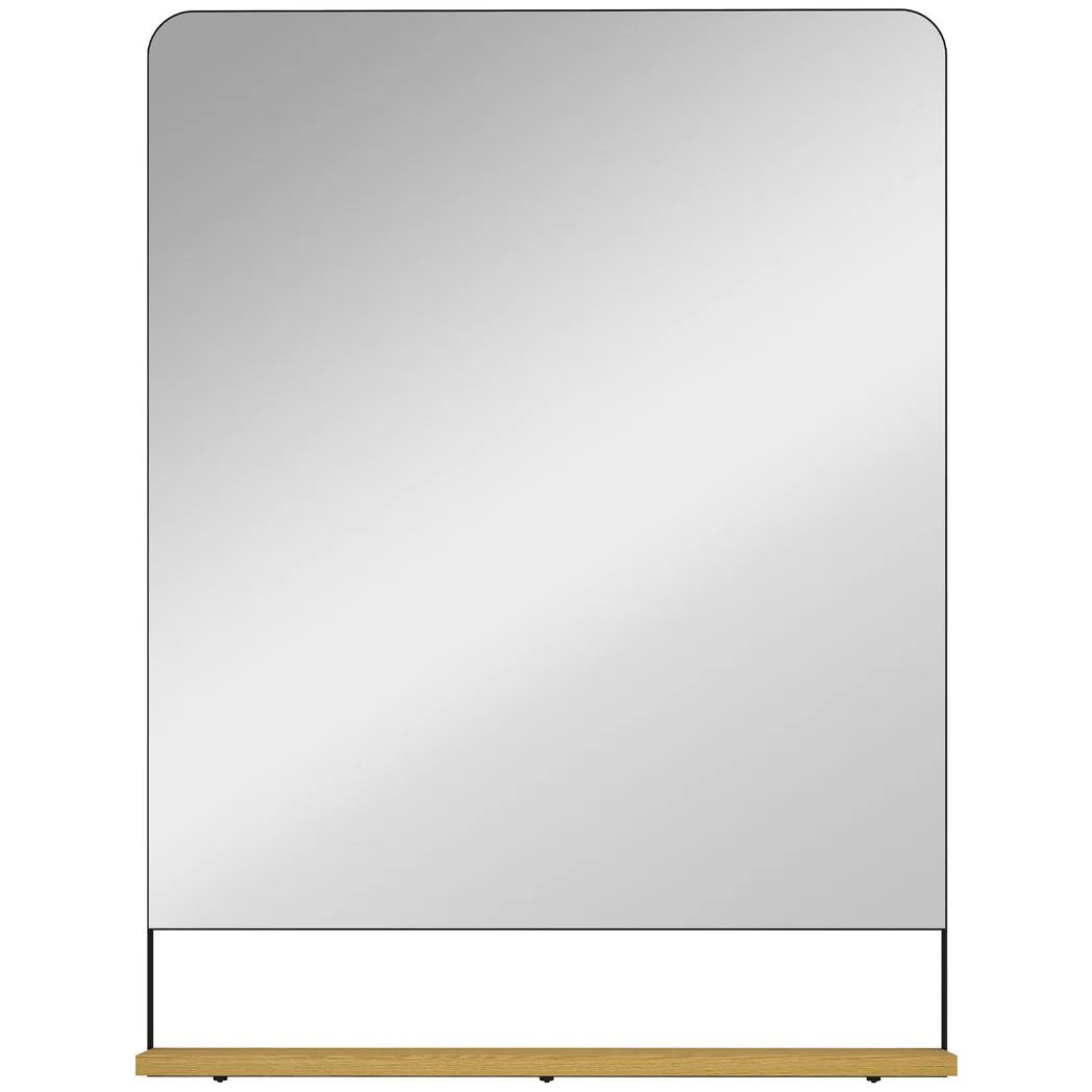 HOMCOM Wall Mirror with Wood Shelf - Black