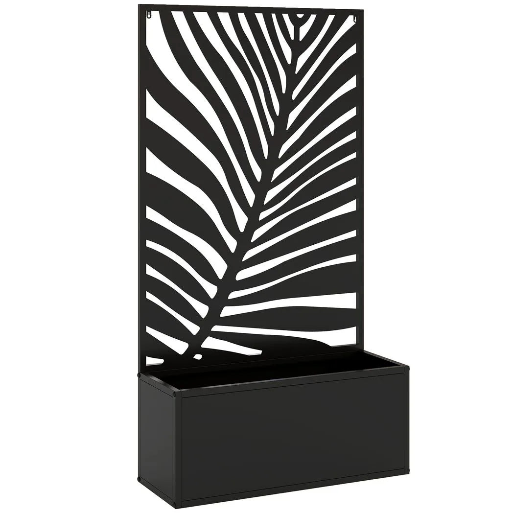 Outsunny Metal Garden Bed for Garden with Trellis, Wall Mounted or Freestanding Raised Planter with Privacy Screen