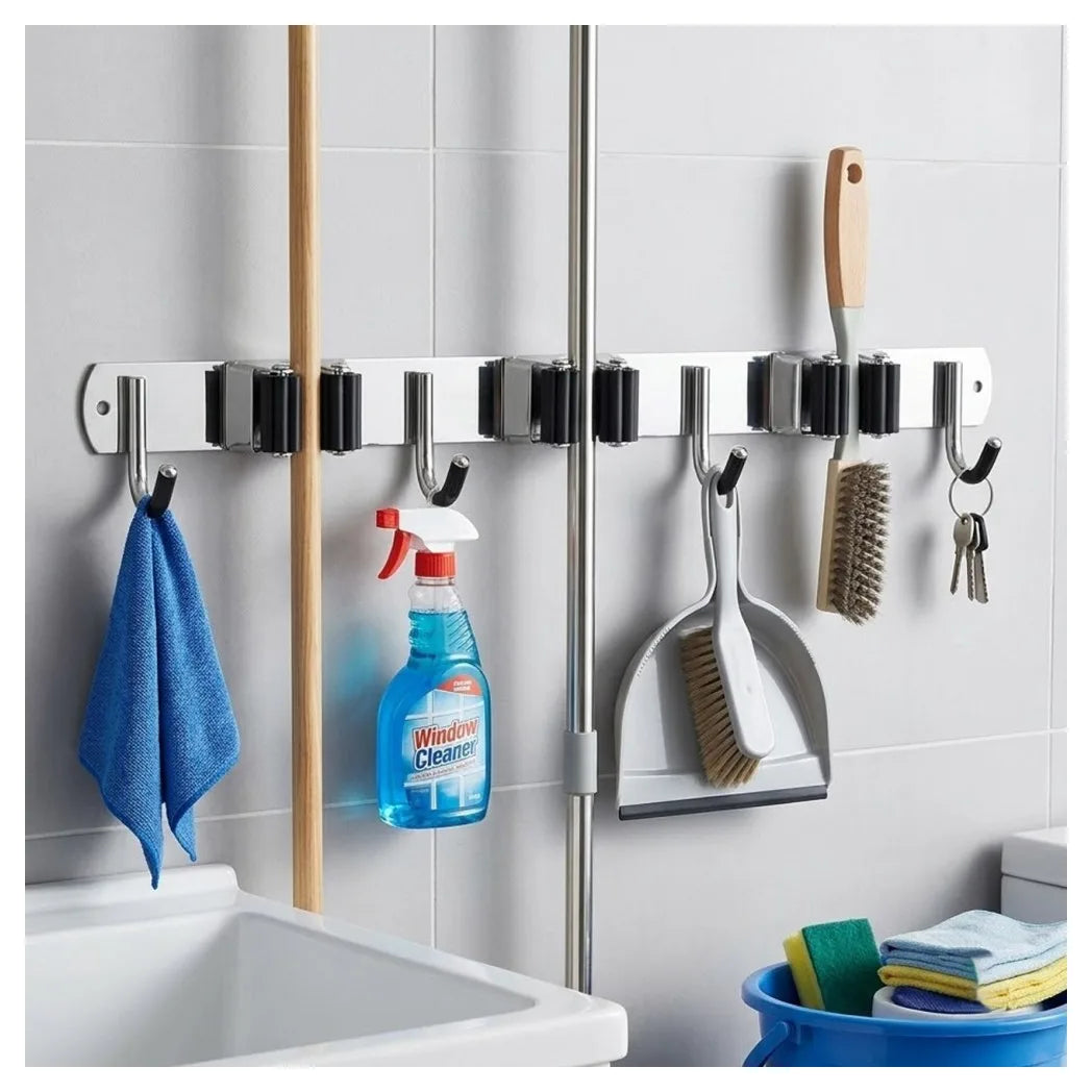Garage Wall Organizer: 3-Slot Tool Holder with 4 Hooks for Efficient Storage