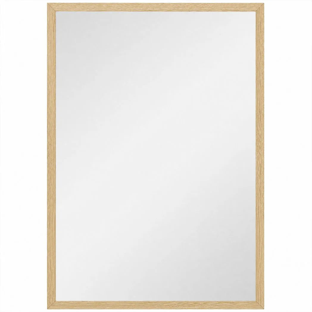 HOMCOM Wall Bathroom Mirror, 70 x 50 cm Wall-Mounted Mirror for Living Room, Bedroom, Hallway, Natural Wood