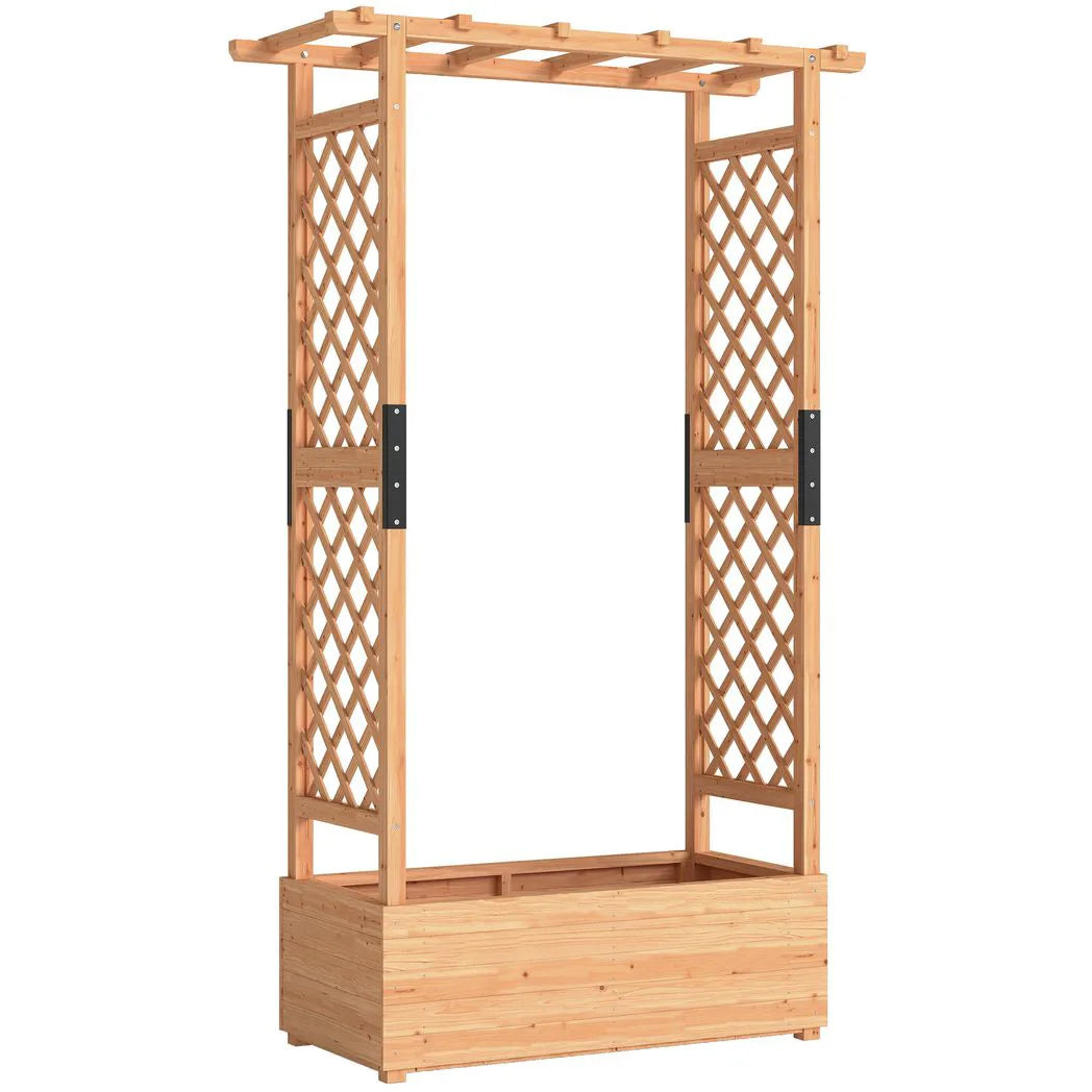 Outsunny Fir Wood 110 x 44 cm Planter and Trellis Garden Bed