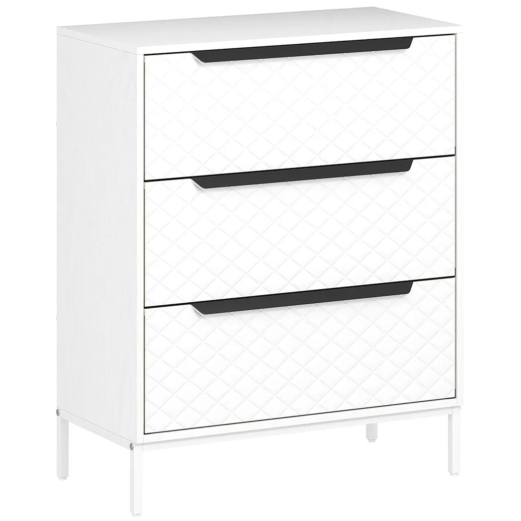 HOMCOM Chest of Drawers, Dresser with 3 Fabric Drawers and Aluminium Handles - White