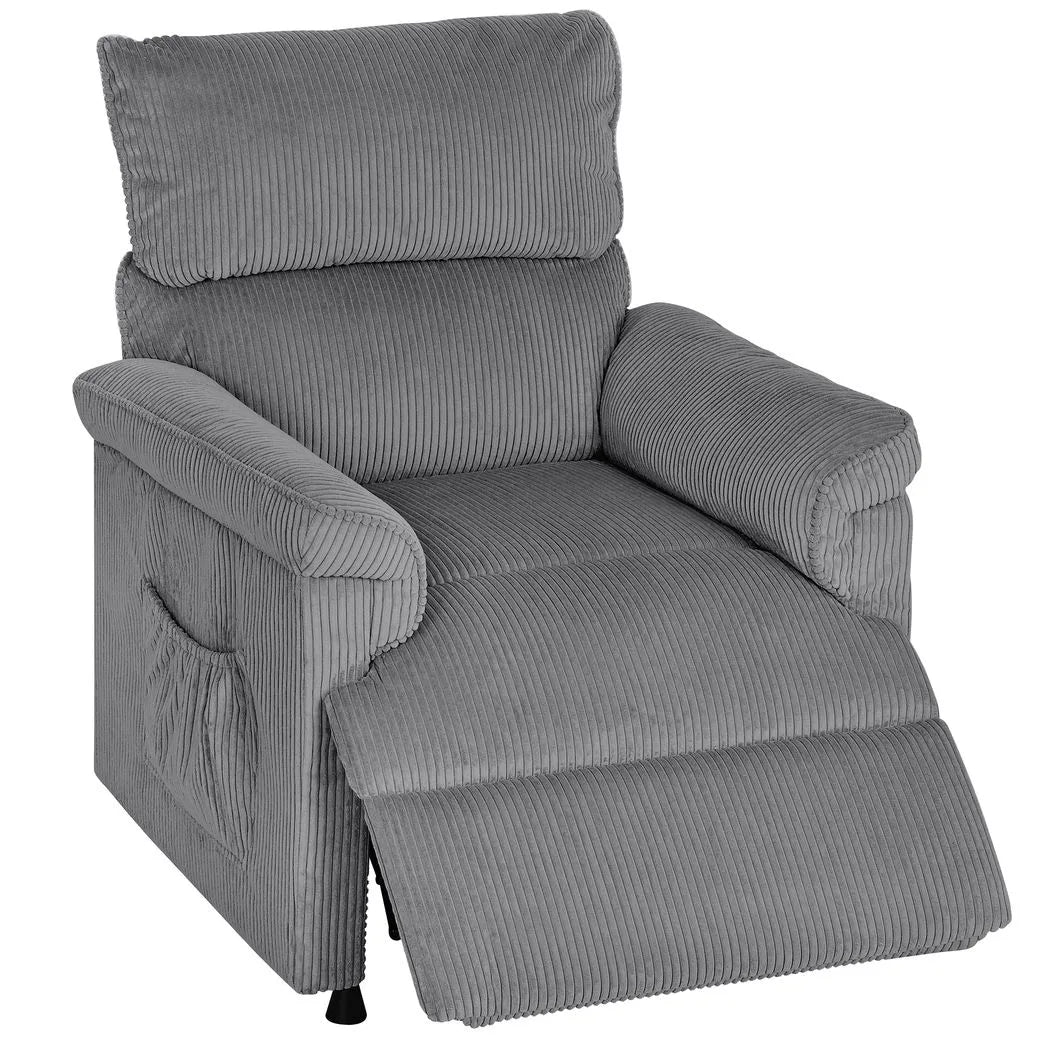 HOMCOM Corduroy Electric Massage Recliner - Grey